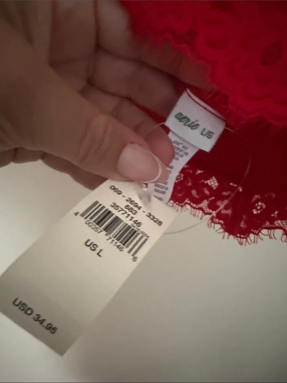 aerie Red Lace Bralette with Scalloped Hem